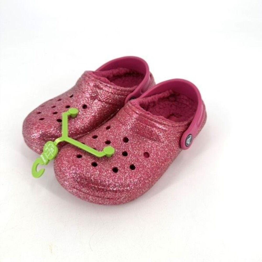 CROCS Kids Glitter Pink Sandals - Picture 2 of 7